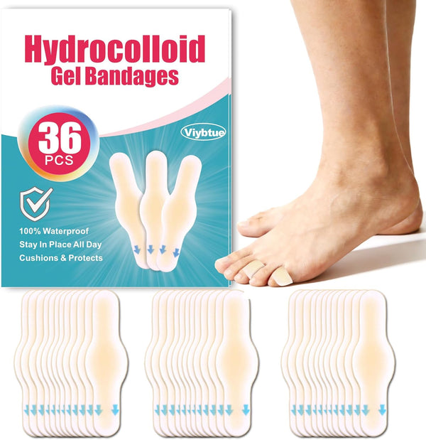 Viybtue Hydrocolloid Blister Bandages Blister Bandages for Feet, Blister Prevention & Recovery Waterproof