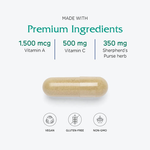 Vitanica Slow Flow, Menstrual Flow Support, 60 Capsules, Vegan (Slow Flow Pro Logo)