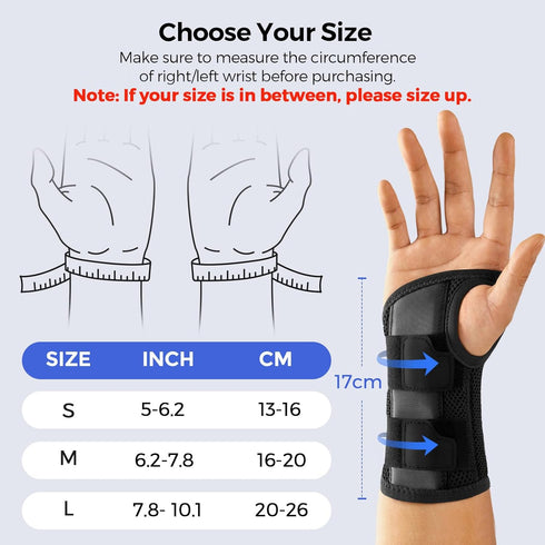 FREETOO Adjustable Wrist Brace for Carpal Tunnel, Anatomically Shaped Splint for Pain Relief, Medium Left Hand