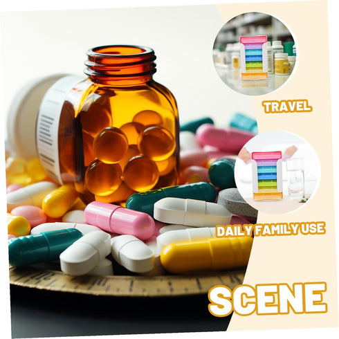Portable Weekly Medicine Organizer Box with Colorful Compartments Magnetic Lid Design Travel-Friendly Pill Case