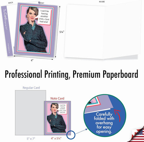 The Best Card Company 20 Note Cards Blank Assortment (4 x 5.12 Inch) with 10 Designs, 2 Each - Hot Mess