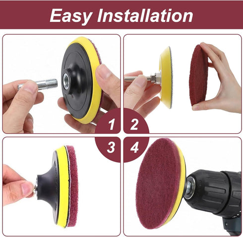 Xinjoduz 4 5 Inch Set Drill Brush Attachments with Non-Scratch Scrub Pads, Bathtub Cleaning for Household