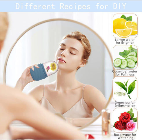 XHJRI Ice Face Roller Massager, Blue Ice Cube Roller for Face, Eyes, and Neck for Skin Care and De-Puffing