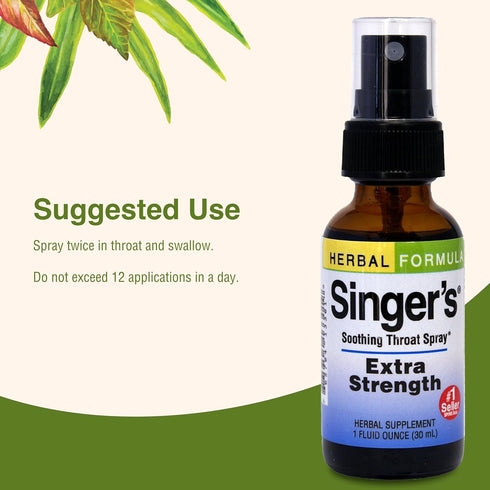 Herbs Etc. Singer's Saving Grace Extra Strength, 1 fl oz Throat Relief Spray with Licorice