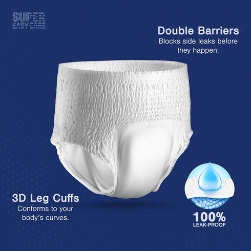 SUPER EASY CARE (10 Count) Super Easy Adult Diapers XXL | High Absorbency Leakproof Incontinence Pants for Men & Women