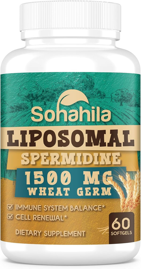 Spermidine Supplement 15 MG, 99% Purity, 1500 mg Fermented Wheat Germ Extract, 60 Softgels