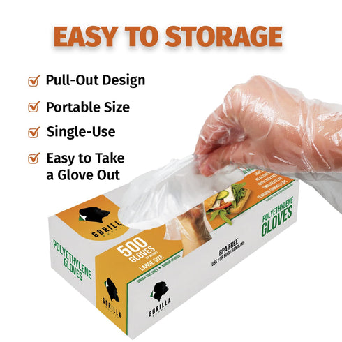 GORILLA SUPPLY 1000 Count BPA Free Premium Disposable Gloves for Kitchen Food Handling, Latex & Powder Free