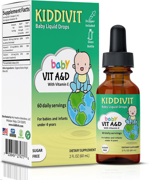 Kiddivit Baby Vitamin A&D Liquid Drops with Vitamin E Gentle Immune &