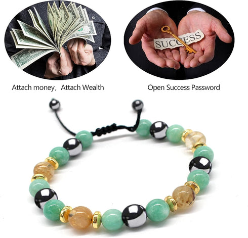 Money Attraction Bracelet - Citrine Crystal Women MenBracelets -Wealth Prosperity Abundance Stone Bead Bracelet