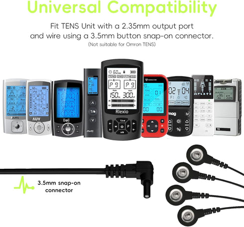 RLEXIO 20 Pack Set. 7000, TENS Unit Electrode Pads with Wire Cable Combination Reusable Premium Hydrogel Self-Adhesive