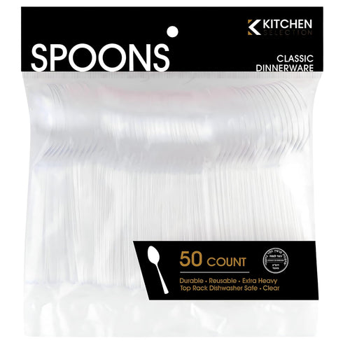 Premium Disposable Clear Plastic Soup Spoons (50 Count) - Durable and Convenient for Parties and Everyday Use