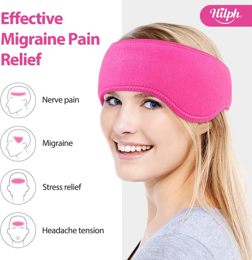 Hilph Headache Ice Pack Migraine Head Wrap – Reusable Cold Pack for Migraine Relief, Tension, Sinus Pain (Red)