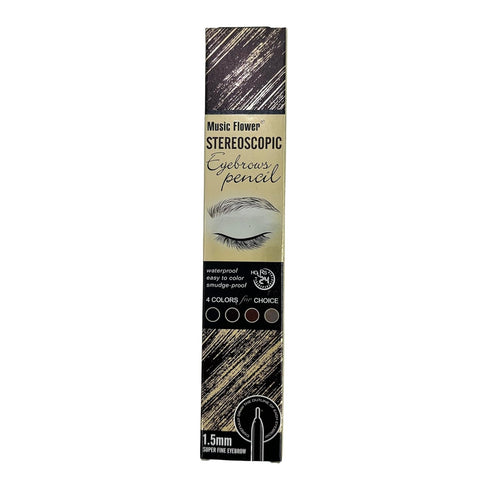 Music Flower Double Ended Eyebrow Pencil, Waterproof Natural Brow Enhancing Pen, Long Lasting Makeup, Light Brown