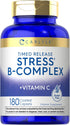 Carlyle Stress B-Complex Vitamin Supplement | 180 Caplets | with Vitamin C | Non-GMO, Gluten Free