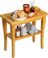 Bamboo Shower Bench Stool with Storage Shelf, Waterproof Shower Chair for Indoor or Outdoor Use, Bathroom Bench Seat
