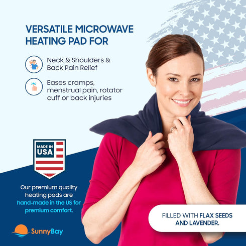 SunnyBay Lavender Microwave Heating Pad, Heavy Weighted Full Body Moist Hot Pack, 10x24 Inches, Midnight Blue