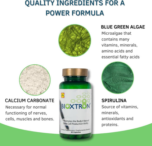 Bioxtron Natural AFA Stem Cell Supplement, 60 Caps for Joint & Muscle Support, Immune System, Energy Levels