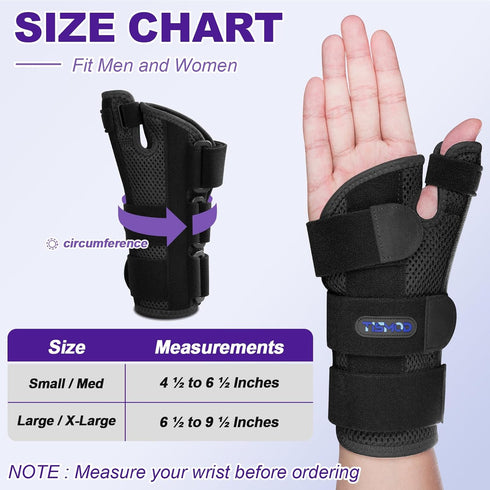 Adjustable Wrist Brace for Carpal Tunnel with Thumb Support, Pain Relief for Arthritis, Tendonitis, De Quervain's