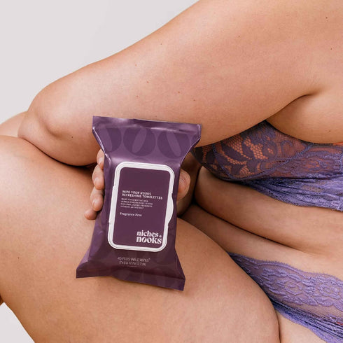 Niches & Nooks 45 Unscented pH Balanced Aloe Vera Feminine Flushable Wipes for Women with Sensitive Skin Fragrance Free