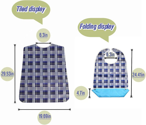 ORANGAROOS Bibs-2 Adult Pcs Washable Clothing Protectors for Elderly Seniors and Disabled | Waterproof Adult Bibs