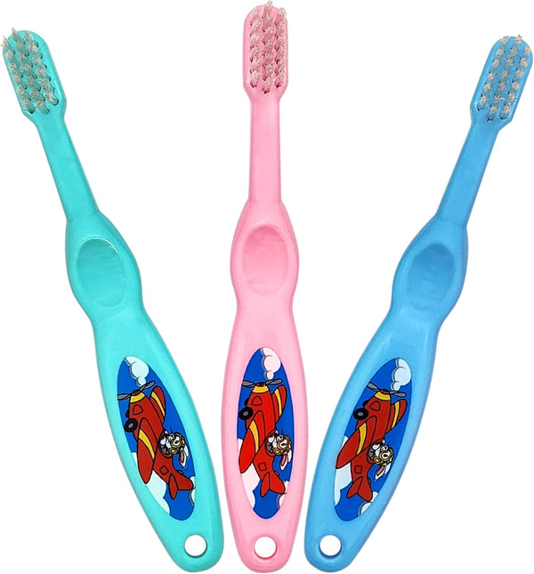 Baby Toothbrush Set of 3 - Soft Bristles Toddler Toothbrush for Boys and Girls, Cute Colors and Designs