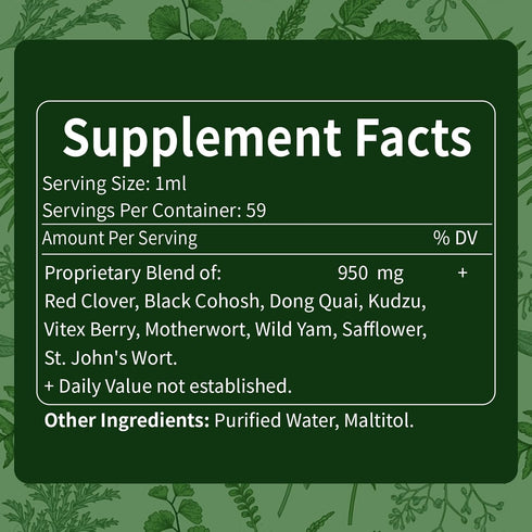 Nabouherb 2oz Red Clover Extract Menopause Support Drops for Women Health Balance, Dong Quai & Black Cohosh Supplement