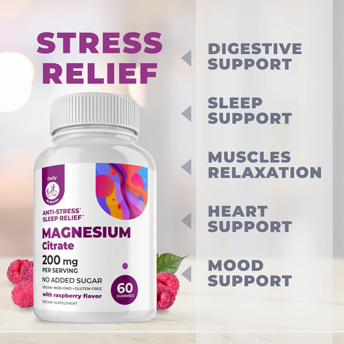 DR. MORITZ Magnesium Gummies Sugar-Free - Calm Supplement for Children, 60 Count Chews for Kids & Adults