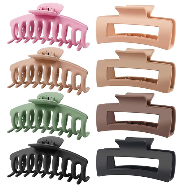 TOCESS 8 Pack Big Hair Claw Clips - Large Claw Clip for Thin Thick Curly Hair 90's