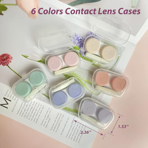YKuzLx 6 Pack Contact Lens Case, Portable Contact Case with Applicator Tool Tweezer, for Travel Outdoor Home Office