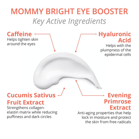 Visha Skincare Mommy Bright Eye Booster Cream, 4 in 1 for Dark Circles, Puffiness, Fine Lines, 0.5oz