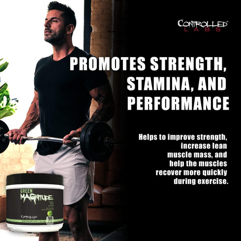 CONTROLLED LABS Green Magnitude Supplement, Sour Green Apple, 30 Servings, Promotes Strength & Stamina