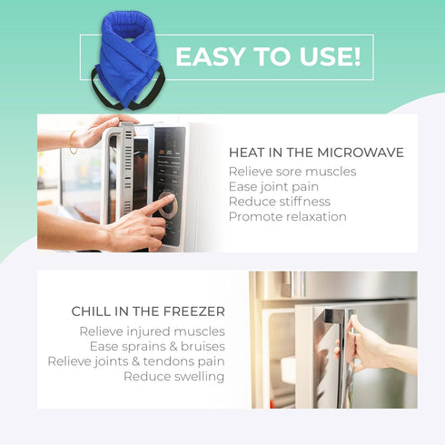 Microwavable Heating Pads for Lower Back, Neck, Shoulder Pain Relief, Moist Microwave Hot Pack, Blue-Lavender