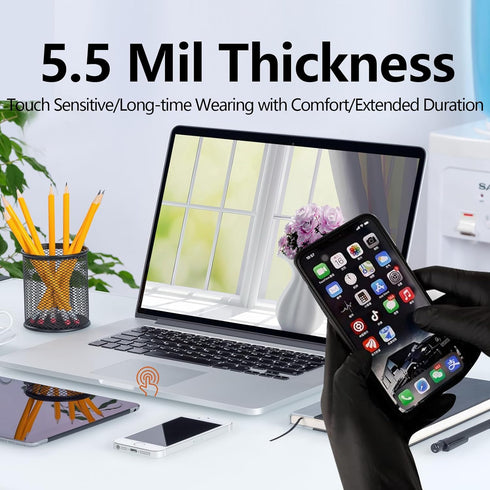 Disposable Latex Free Nitrile Gloves, 100 Pcs Black Cleaning Powder Free