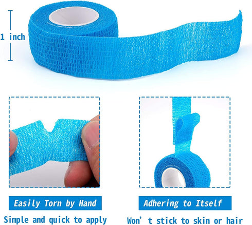 24 Pack Self Adherent Cohesive Wrap Bandages, 1 Inch X 5 Yards, First Aid Tape, Elastic Self Adhesive Tape for Sports,