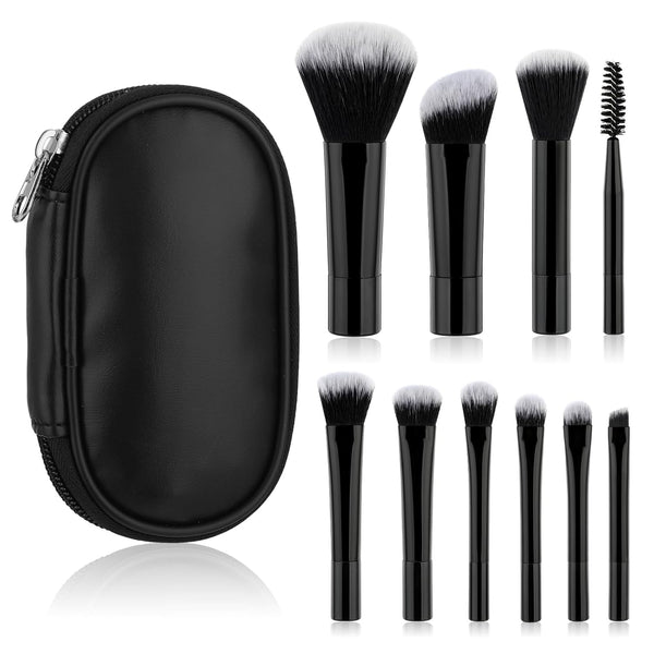 10 Pcs Mini Travel Makeup Brush Set, Portable Small Eyeshadow, Lipstick, Foundation Brushes
