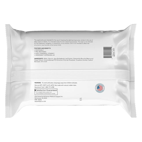 Pack, 96 Count, 6 Packs, 576 McKesson Washcloth Wipes, Unscented - Disposable Wet Wipes for Adults - Fragrance-Free