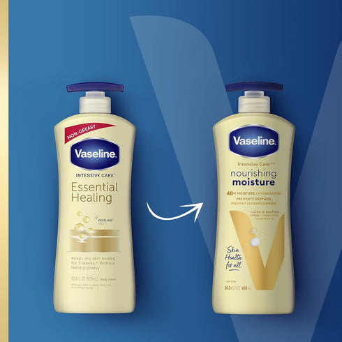 Vaseline Intensive Care Nourishing Moisture Body Lotion for Dry Skin, Ultra-Hydrating Lipids + Pure Oat Extract, 20.3