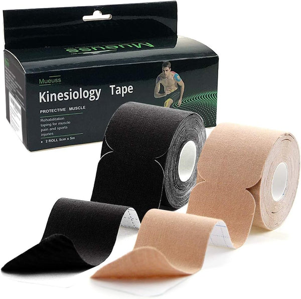 MUEUSS Kinesiology Tape - Sports Tape, Athletic Elastic Cotton Precut Strips, Waterproof for Muscles, Knees, Shoulders