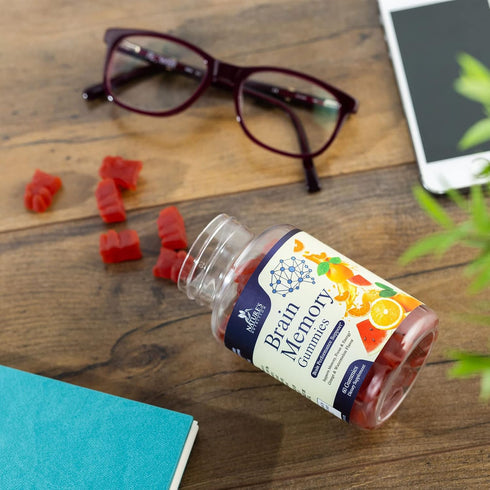 Nature's Caffeine Free Brain Supplement Gummy for Memory, Focus & Concentration - 60 Gummies with Nootropics & Vitamins