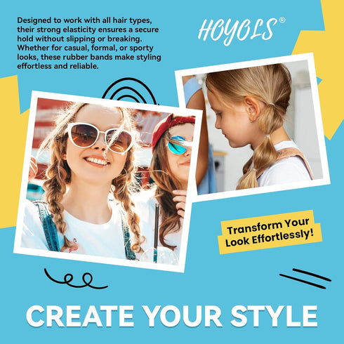 HOYOLS Clear Elastic Hair Bands, 2500 Small Rubber Bands for Girls Kids Women, Non-Slip Tiny Soft Hair Ties