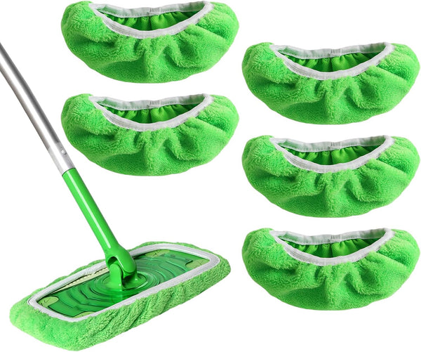 Reusable 100% Chenille Mop Pads - Compatible with Swiffer Sweeper Mop, 5 Pack Washable Pads for Surface/Hardwood Floor