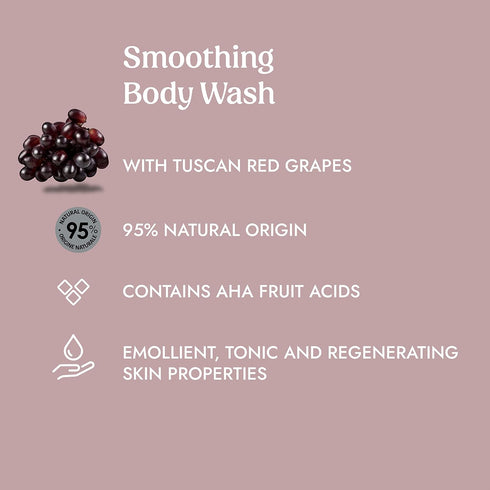 Itinera Smoothing Body Wash with Tuscan Red Grapes (12.51 fl oz) - Vegan Friendly with Aloe Vera and Glycerine