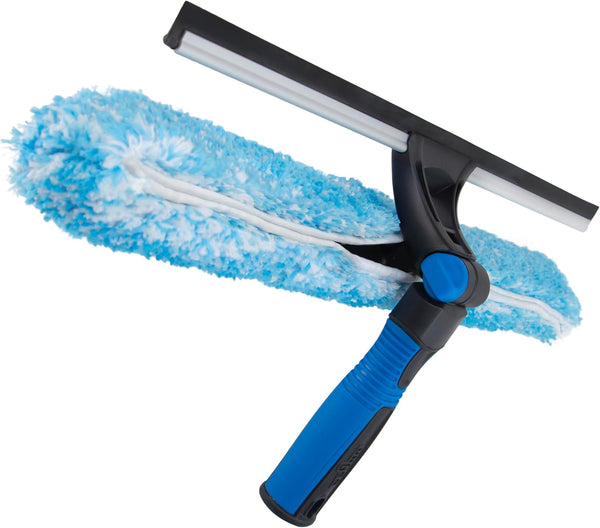 Unger Professional 18" ProFlex 2-in-1 Squeegee & Scrubber, Window Cleaning Tool with Pivoting Head, Reusable Sleeve