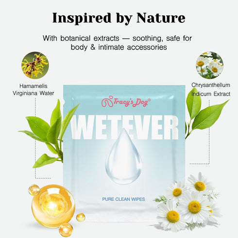 Packs, 20 Count Tracys Dog Feminine Wipes, pH-Balanced Natural Intimate Wet Wipes for Women & Couples Individually