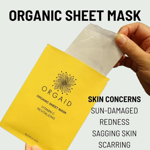 ORGAID Organic Sheet Mask, Vitamin C & Revitalizing, Pack of 4, Made in USA