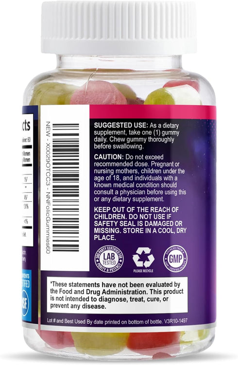Gummies 785 Gummy, B9 60 Gummies Folic Acid for Women - Folate mcg Per Serving - Essential Prenatal Vitamins for Mom