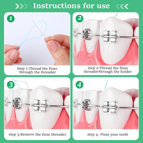 200 Pcs Dental Floss Threaders, Deep Clean Floss for Braces, Nylon Loop Design for Oral Care Tools