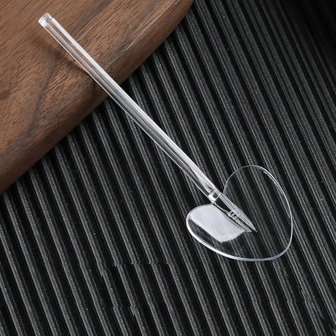 100Pcs Disposable Heart Shaped Dessert Spoons, Long Handle Plastic Tasting Spoons for Wedding Party Favors