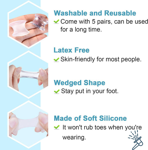 Povihome 10 Pack Gel Bunion Corrector and Toe Spacers - Small Size for Sports Activities, Bunion Pain Relief