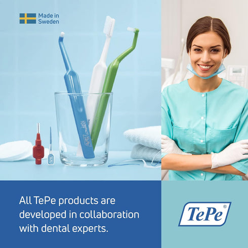Pack 1 TePe Select Medium Toothbrush, Adult Medium-Bristle Toothbrush with Compact Tapered Head and Angled Neck